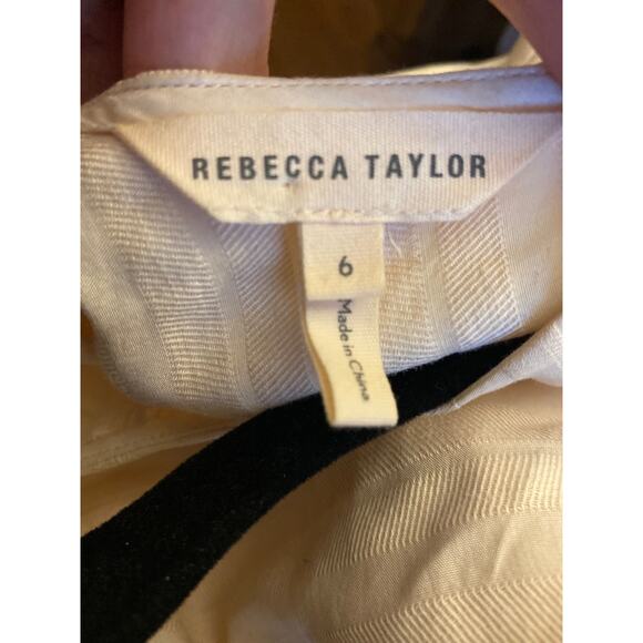 Rebecca Taylor Textured Stripe Peplum Top linen blend in Creme size 6 - Picture 10 of 12